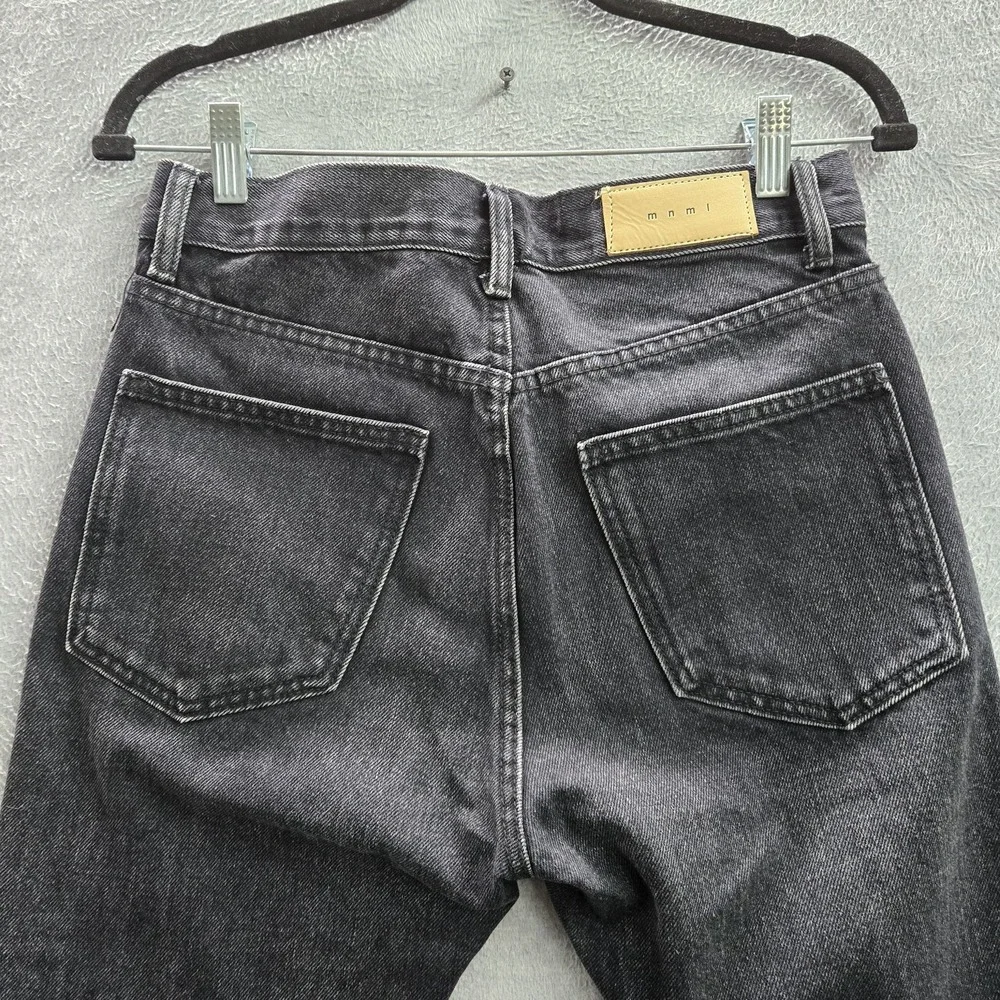 MNML Men Jeans 28 Black Denim Skinny Skeleton Patchwork Emo Goth Grunge Y2K READ